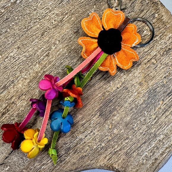 Leather Flower Purse Charm Genuine Leather Bag Charm NEW FAST SHIP - Picture 7 of 7